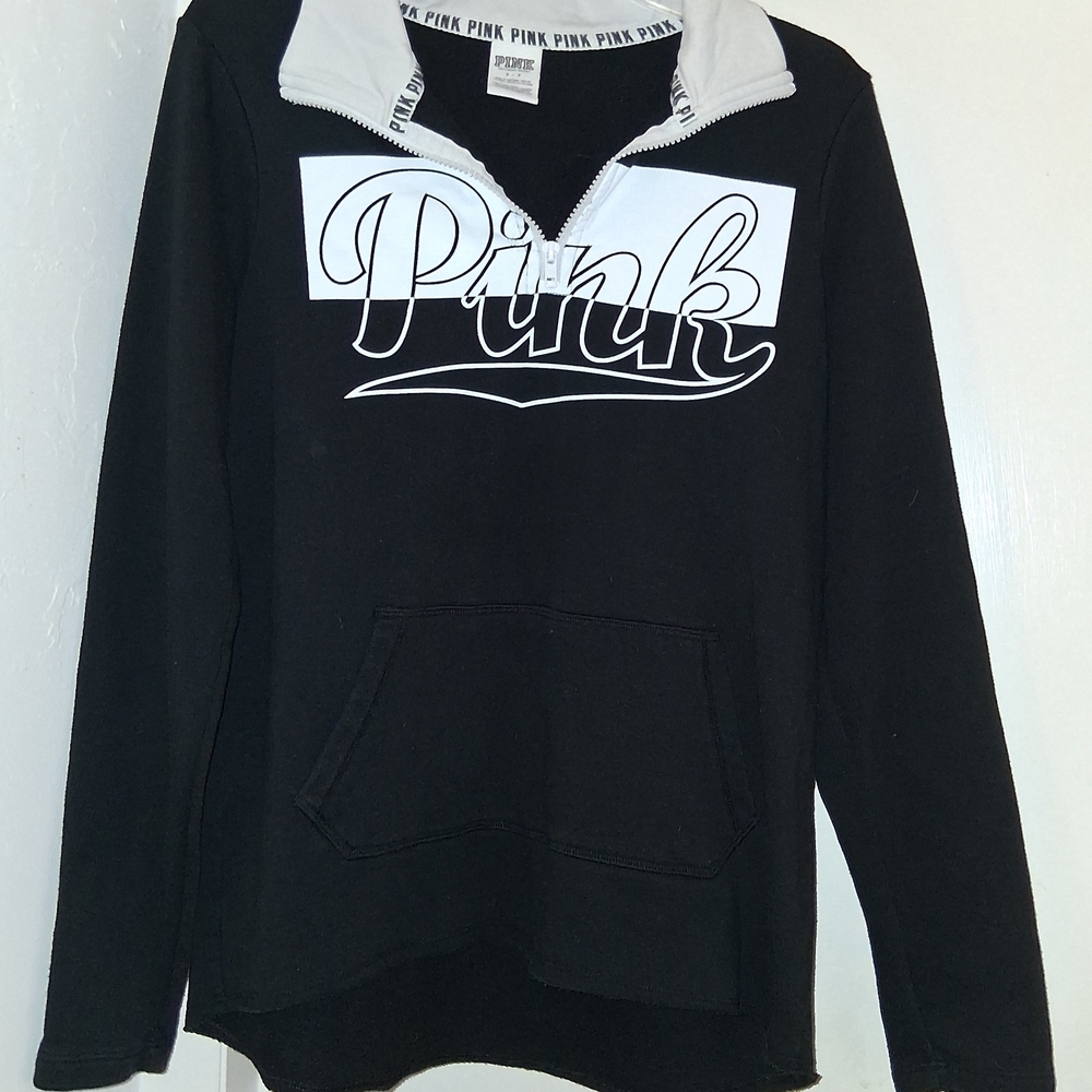 Victoria's Secret PINK Black Sweatshirt with White Trim